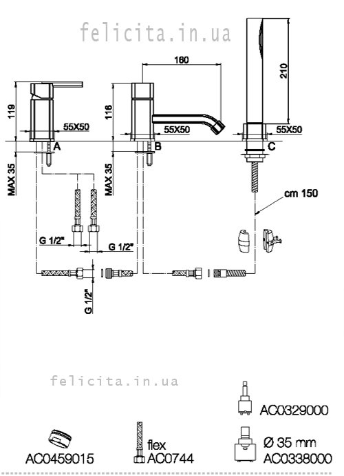 Webert AZETA AZ850601.015 Купить Webert фото цена схема смесителя
