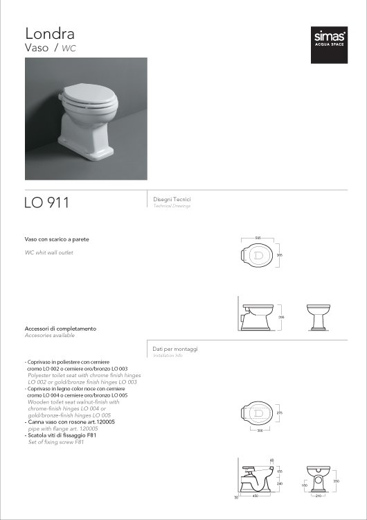 Схема Simas Londra унитаз 505х365 LO911 Simas Londra унитаз 505х365 LO911 фото цвет разремы цена доставка