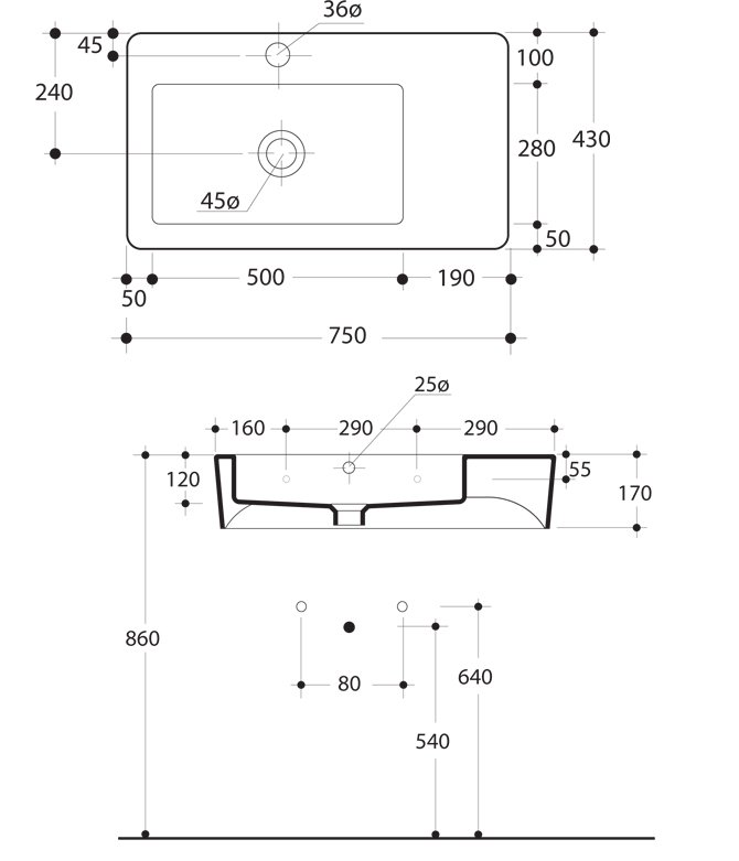 Схема Kerasan умывальник накладной 3243 75х43 коллекция EGO Техническая схема Kerasan умывальник накладной 3243 75х43 коллекция EGO фото цвет цена грн доставка описание