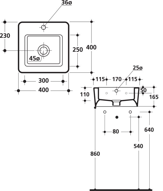Схема Kerasan умывальник накладной 3249 40х40 см коллекция EGO Техническая схема Kerasan умывальник накладной 3249 40х40 см коллекция EGO фото цвет цена грн доставка описание