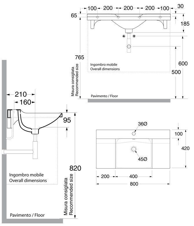 Схема Kerasan умывальник подвесной 3403 80х42 см коллекция Aqua Libre Buddy Техническая схема Kerasan умывальник подвесной 3403 80х42 см коллекция Aqua Libre Buddy фото цвет цена грн доставка описание