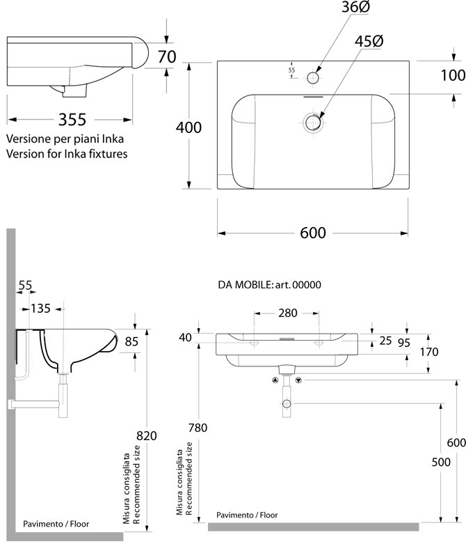 Схема Kerasan умывальник полувстроенный белый 3411 60х40 см коллекция Aqua Libre Inka Техническая схема Kerasan умывальник полувстроенный белый 3411 60х40 см коллекция Aqua Libre Inka фото цвет цена грн доставка описание