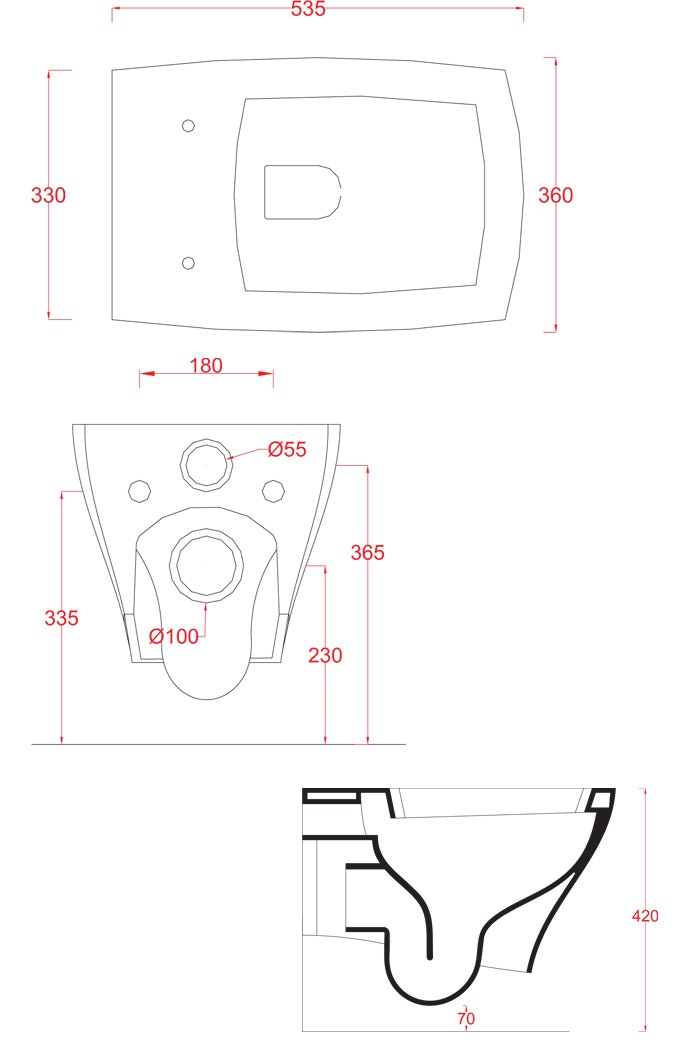 Техническая схема Artceram унитаз подвесной JZ01 36х54 см коллекция Jazz фото цвет цена грн доставка описание