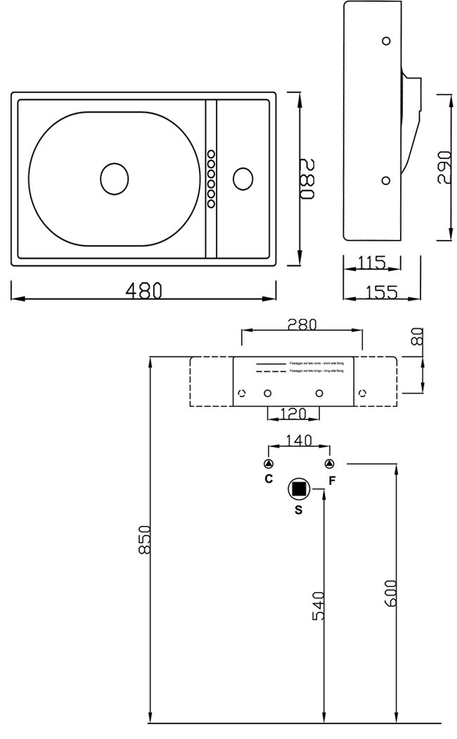 Схема Artceram подвесной умывальник L1012 28х48 см коллекция Piano Техническая схема Artceram подвесной умывальник L1012 28х48 см коллекция Piano фото цвет цена грн доставка описание