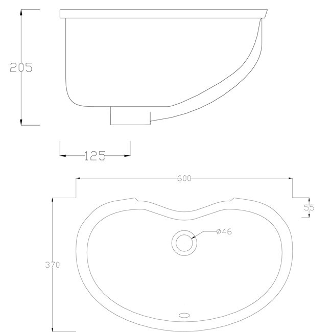 Техническая схема Artceram встроенный умывальник L250 60х37 см коллекция Idea фото цвет цена грн доставка описание