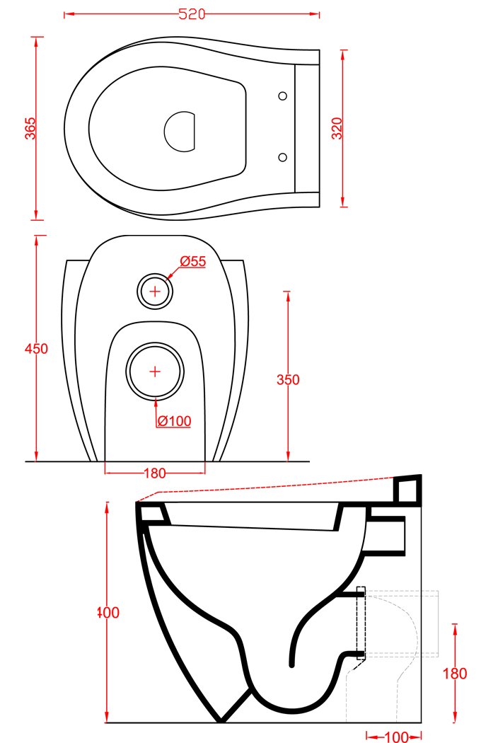 Техническая схема Artceram унитаз напольный L3140 36х52 см коллекция Blend фото цвет цена грн доставка описание