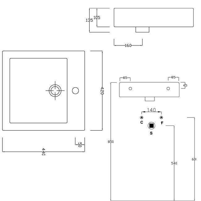 Схема Artceram накладной умыальник L636 45х46,5 см коллекция Fuori Техническая схема Artceram накладной умыальник L636 45х46,5 см коллекция Fuori фото цвет цена грн доставка описание
