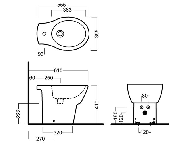 Схема Hatria биде напольное YXBU 355х555 мм Nido Техническая схема Hatria биде напольное YXBU 355х555 мм Nido фото цвет цена грн доставка описание